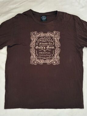 Gold’s Gym Brown Graphic T-Shirt XL Vintage Style Fitness Tee